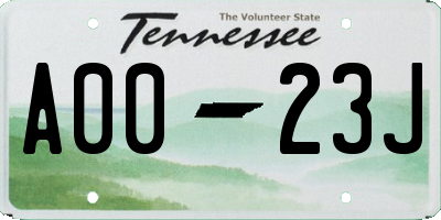 TN license plate A0023J