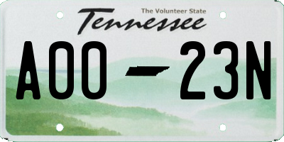 TN license plate A0023N