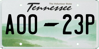 TN license plate A0023P