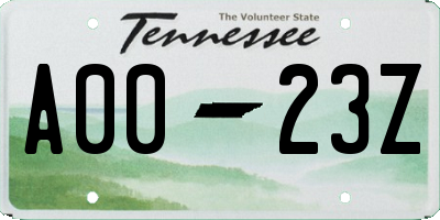 TN license plate A0023Z