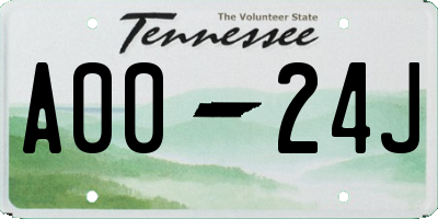 TN license plate A0024J
