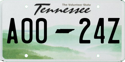 TN license plate A0024Z