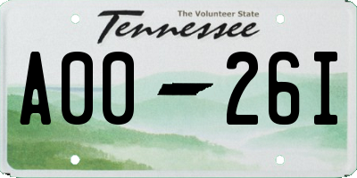 TN license plate A0026I