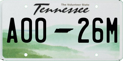 TN license plate A0026M