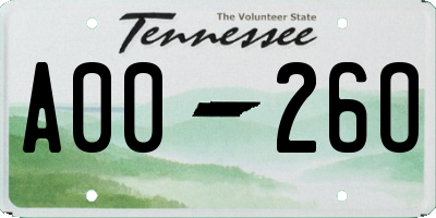 TN license plate A0026O