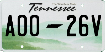 TN license plate A0026V