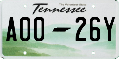 TN license plate A0026Y