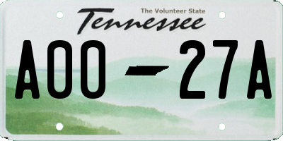 TN license plate A0027A