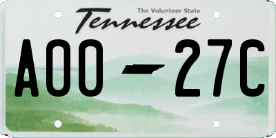 TN license plate A0027C