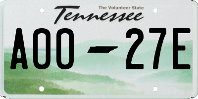 TN license plate A0027E