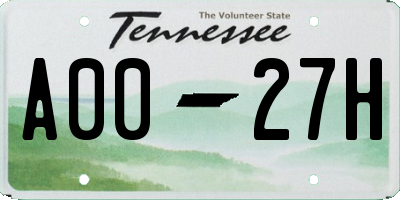 TN license plate A0027H