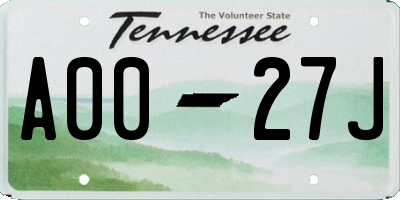 TN license plate A0027J