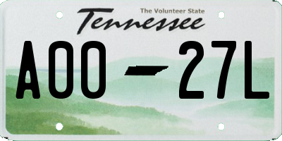 TN license plate A0027L