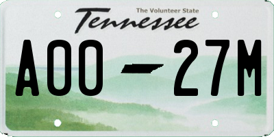 TN license plate A0027M