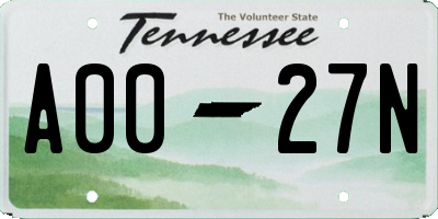 TN license plate A0027N