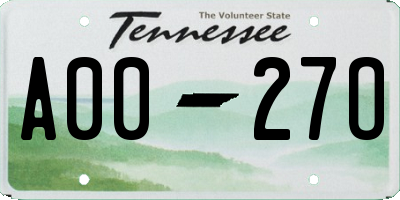 TN license plate A0027O