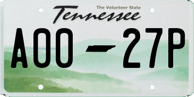 TN license plate A0027P