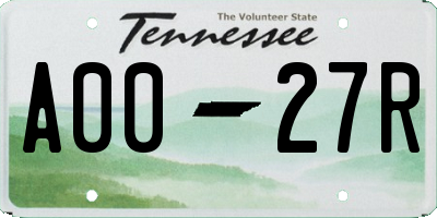 TN license plate A0027R