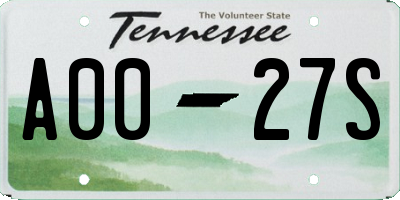 TN license plate A0027S