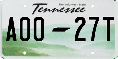 TN license plate A0027T