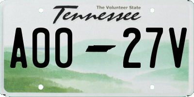 TN license plate A0027V