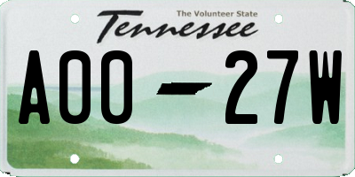 TN license plate A0027W