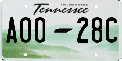 TN license plate A0028C