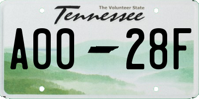 TN license plate A0028F