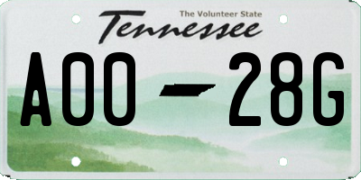 TN license plate A0028G