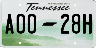 TN license plate A0028H