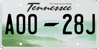 TN license plate A0028J