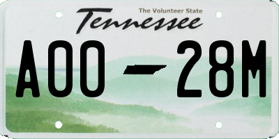 TN license plate A0028M