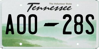 TN license plate A0028S