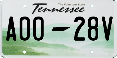TN license plate A0028V