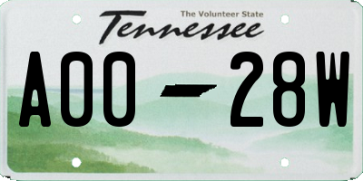 TN license plate A0028W