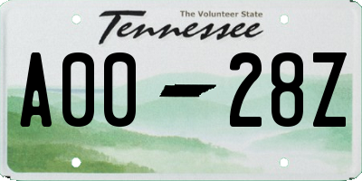 TN license plate A0028Z