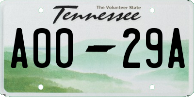 TN license plate A0029A