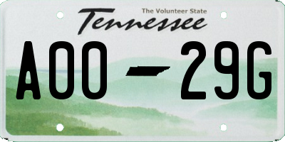 TN license plate A0029G