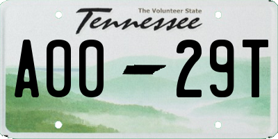TN license plate A0029T