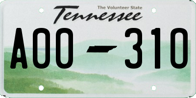 TN license plate A0031O