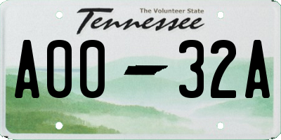 TN license plate A0032A