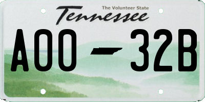 TN license plate A0032B