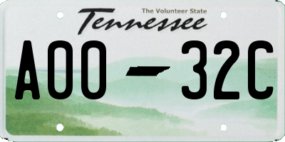 TN license plate A0032C