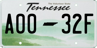 TN license plate A0032F