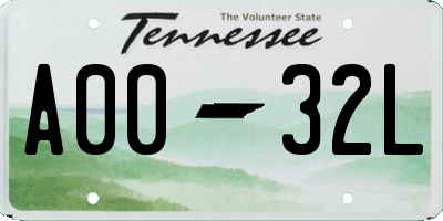 TN license plate A0032L