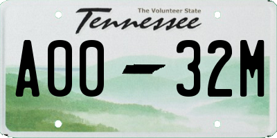 TN license plate A0032M