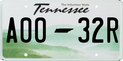 TN license plate A0032R