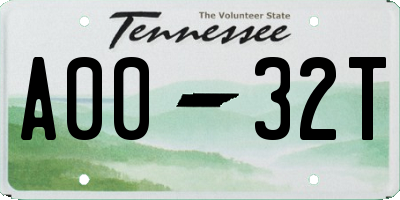 TN license plate A0032T