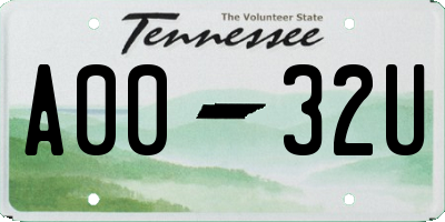 TN license plate A0032U