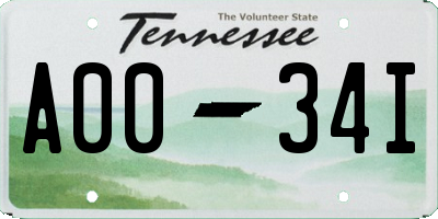 TN license plate A0034I